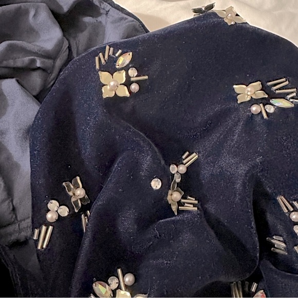 ASOS Petite Floral Beading Wrap Low Cut Velvet Mini Dress NWT Sz. 4 - Picture 13 of 13